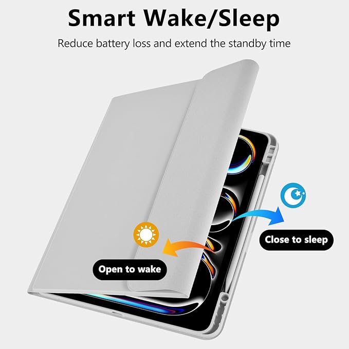 aMZCaSE for iPad Pro 13 inch Case with Keyboard (M4, 2024), iPad Pro 13 Keyboard with Magnetic Detachable Folio Slim Cover, Smart Sleep/Wake, Pencil Holder, Gray