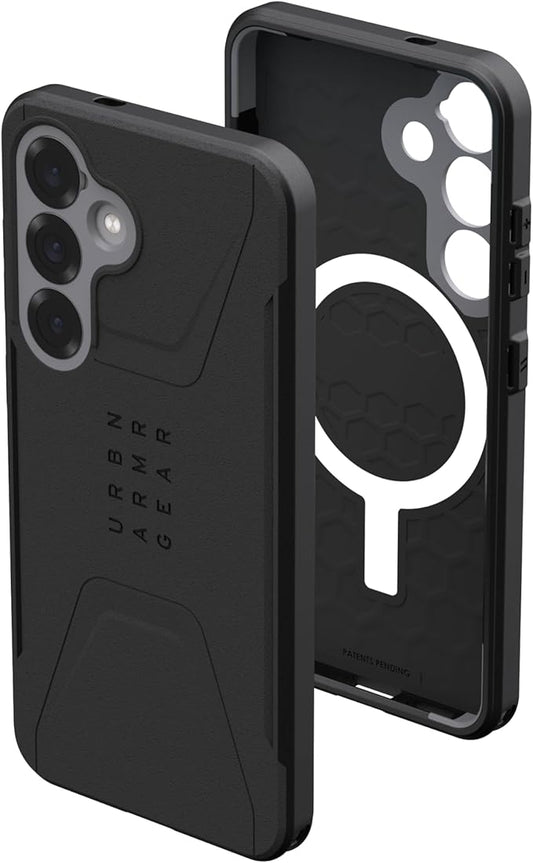URBAN ARMOR GEAR UAG Designed for Samsung Galaxy S25 Case 6.2" Civilian - Compatible with Magnetic Charging Anti-Slip Rugged Military Drop Tested Protective Cover, Black