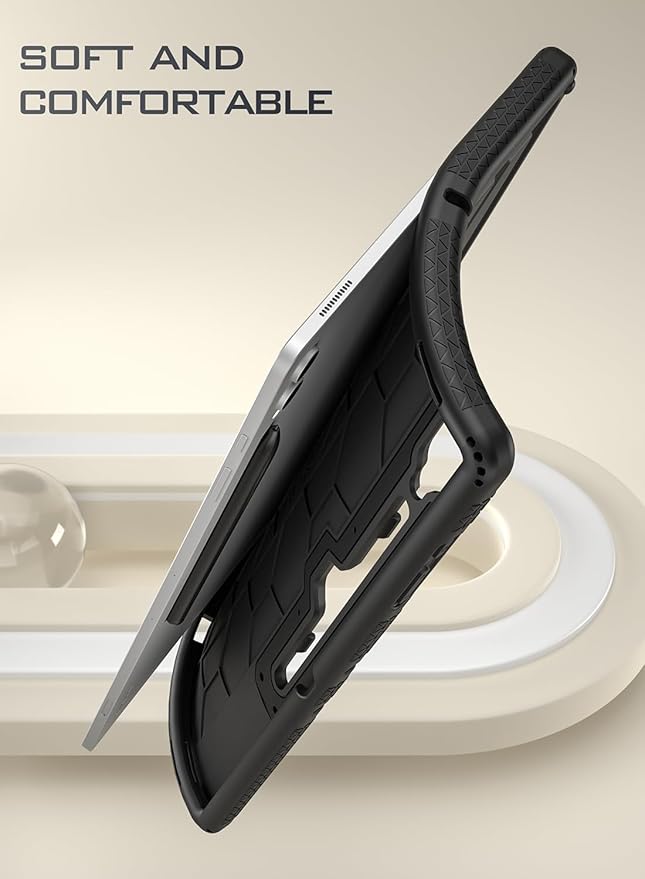 Poetic TurtleSkin Case for Samsung Galaxy Tab S10 Ultra (2024 Release) / S9 Ultra (2023 Release) 14.6 inch Case with S Pen Holder, Heavy Duty Shockproof Kids Friendly Protective Silicone Cover, Black