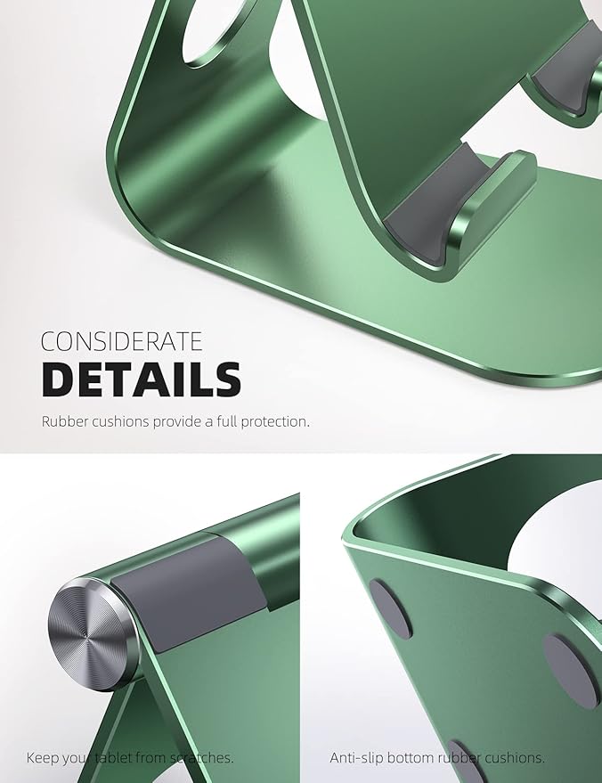 Lamicall Tablet Stand, Adjustable Tablet Holder - Desktop Stand Dock Holder Compatible with 4-13" Tablets Such as iPad Pro 11, 9.7, 10.5, 12.9 Air Mini, Kindle, Tab, iPhone Air 17 Pro Max, Green