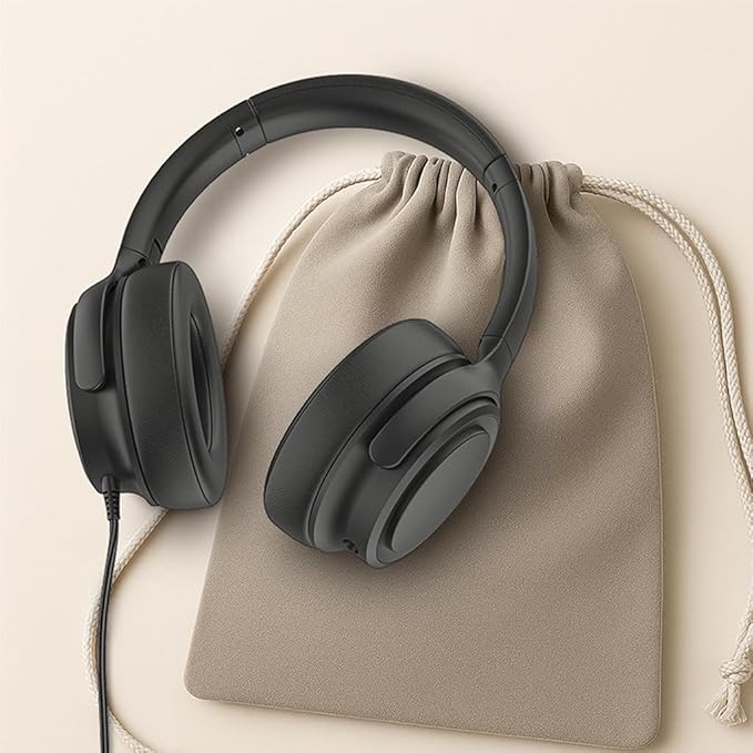 Wired Over-Ear Headphones with USB C Connector, Hi-Fi Stereo Sound, Noise-Isolating Ear Cups, Comfortable Fit for USB C Devices (with Bag, Black)