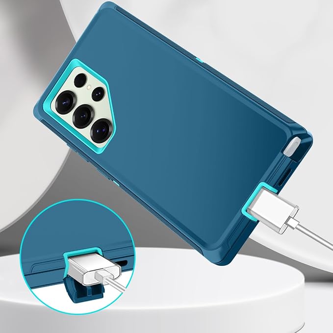 for Samsung Galaxy S25 Ultra Case Heavy Duty Protective Shockproof Dropproof 3-Layer Full Body Protection [Without Screen Protector] Tough Rugged Case for Galaxy S25 Ultra,Turquoise