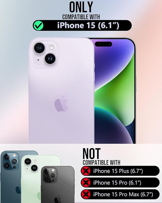 OCASE Compatible with iPhone 15 Wallet Case, PU Leather Flip Folio Case with Card Holders RFID Blocking Kickstand [Shockproof TPU Inner Shell] Phone Cover 6.1 Inch 2023, Retro Black