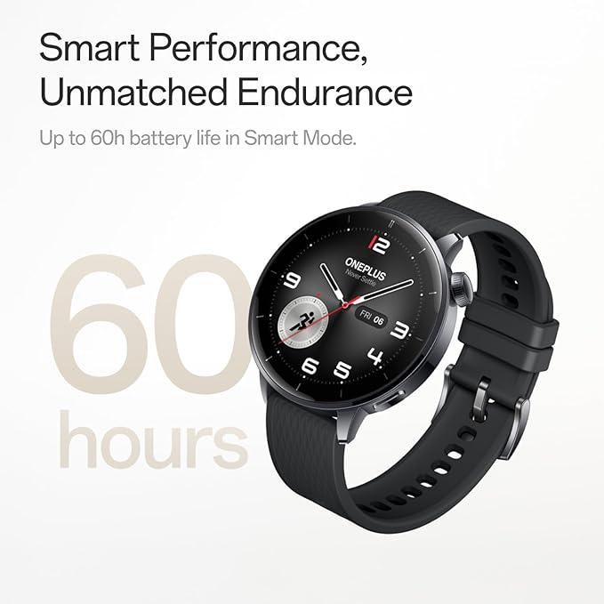 OnePlus Watch 3 43mm Black Steel, WearOS, Black Steel, 32GB Storage, 60h Battery Life, Bluetooth, GPS Navigation, Round Face, 1.32-Inch Display