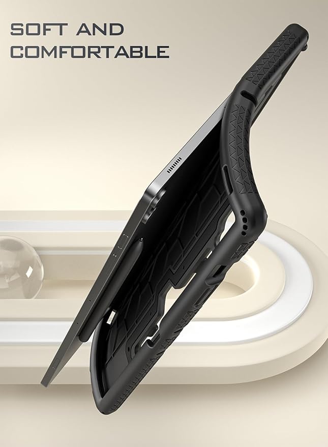 Poetic TurtleSkin Case for Samsung Galaxy Tab S9 FE+ Plus (2023 Release) 12.4 inch Case with S Pen Holder, Heavy Duty Shockproof Kids Friendly Protective Silicone Cover, Black