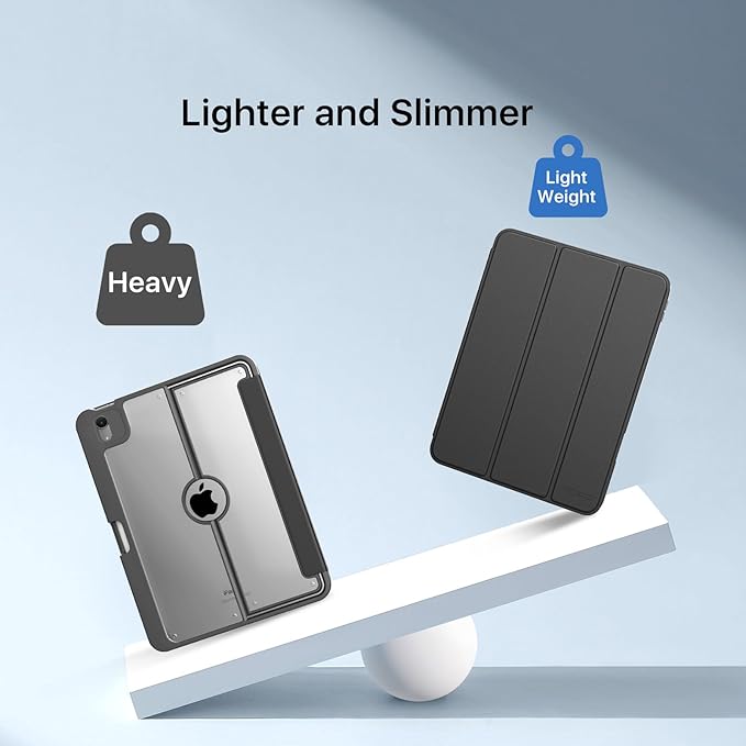 MoKo for iPad (A16) 11th Generation Case 11 Inch 2025, iPad 10th Generation Case 10.9 Inch 2022 with Pencil Holder, Slim Light Trifold Protective Cover with Hard PC Translucent Back Shell, Black