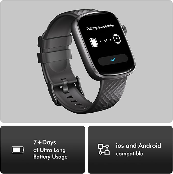 YMS Smart Watch for Women Men - (Answer/Make Calls) Compatible with iOS/Android Phones,3ATM Waterproof,Heart,Rate,Sleep,Pressure,Steps Monitor,100+ Sports Trackers (Black)