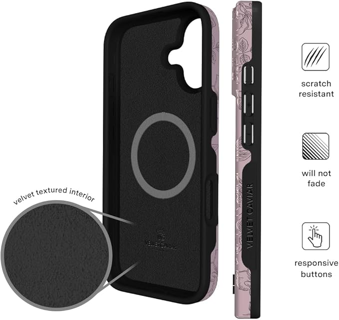 VELVET CAVIAR Case for iPhone 17 | Compatible with MagSafe | 10ft Drop Tested | Protective Designer Cases | Dusty Rose Floral
