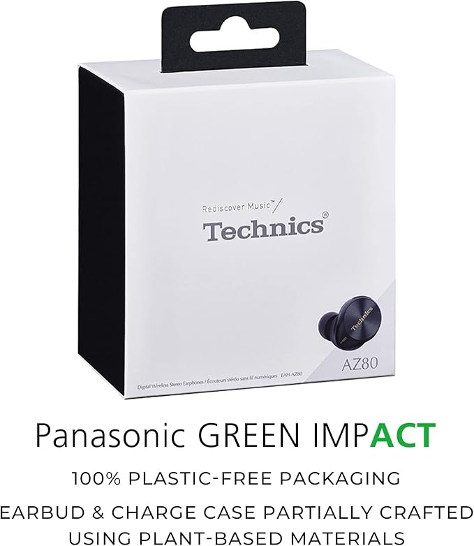 Technics Premium Hi-Fi True Wireless Bluetooth Earbuds with Advanced Noise Cancelling, 3 Device Multipoint Connectivity, Wireless Charging, Hi-Res Audio + Enhanced Calling - EAH-AZ80-K (Black)