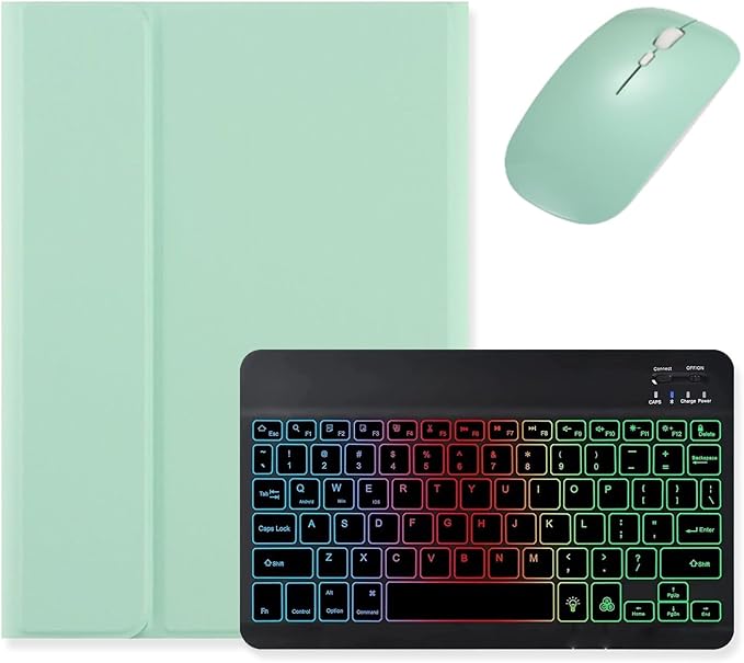Backlit Keyboard for Galaxy Tab S9 FE+ 12.4″/ Tab S10+ / Tab S9+ / Tab S8+/S7+/S7 FE 12.4 inch Keyboard Case with Mouse, Magnetic Detachable Backlight Color Keyboard,Mint Green+Black