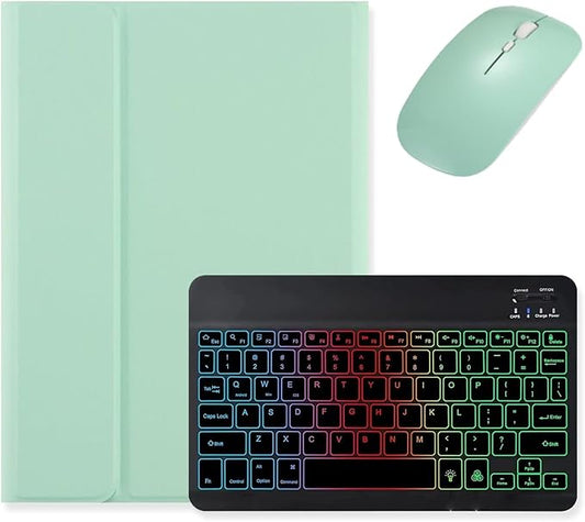 Backlit Keyboard for Galaxy Tab S9 FE+ 12.4″/ Tab S10+ / Tab S9+ / Tab S8+/S7+/S7 FE 12.4 inch Keyboard Case with Mouse, Magnetic Detachable Backlight Color Keyboard,Mint Green+Black