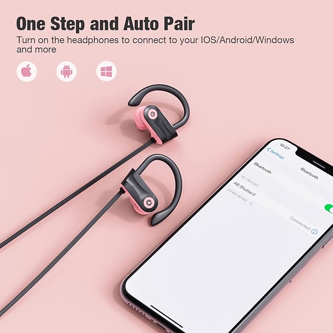 Boean Bluetooth Headphones, Wireless Earbuds with 16 Hours Bluetooth 5.3 Wireless Headphones HD Deep Bass Stereo IPX7 Waterproof Earphones for Sports Headset