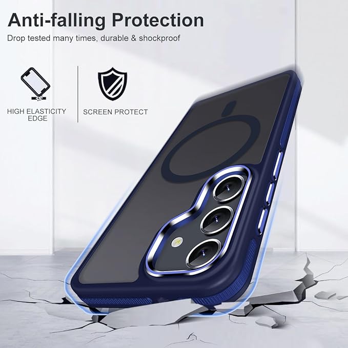 for Samsung Galaxy S23 FE Case Compatible with Magsafe, Color Hybrid Design Shockproof Protection with Anti-Slip Grip, Magnetic Translucent Phone Case for Galaxy S23 FE (Darkblue)