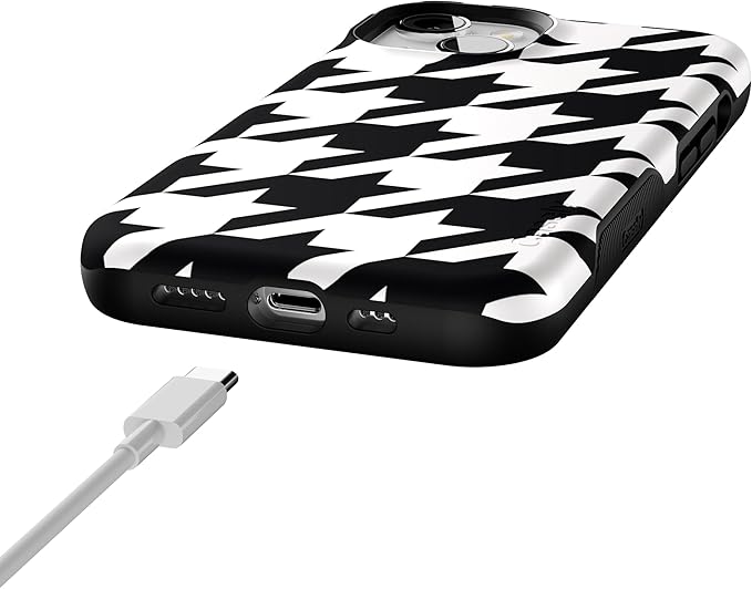 Casely iPhone 14 Case | Houndstooth | High Contrast Design | Compatible with MagSafe | Bold Protective Design