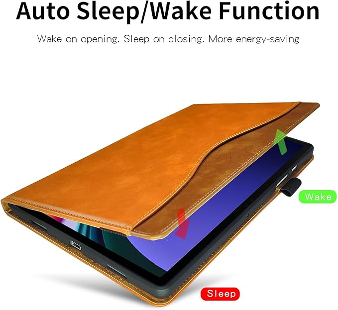 Case for Samsung Galaxy Tab S10 Plus 2024/Tab S9 Plus 2023/S8 Plus 2022/S7 FE 2021/S7 Plus 2020 12.4 inch Business PU Leather Tablet Cover with Card Slot Pen Holder for X820/X810/X800/T970-Orange