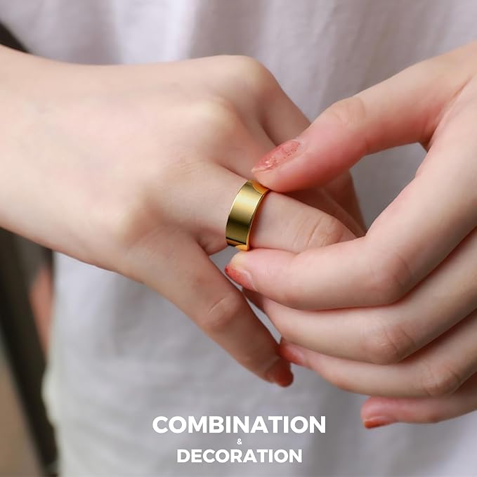 Smart Ring for Women Men Fitness Tracker with Blood Pressure,Heart Rate,Sleep Monitoring,Step Counting,for iPhone and Android,Waterproof smart blood pressure monitor,No Subscription Fees,Gold 9 size