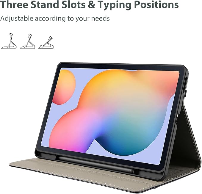 ProCase for Galaxy Tab S6 Lite 10.4 Inch 2024/2022/2020 with S Pen Holder; Premium PU Leather Folio Business Stand Cover with Hand Strap; Pencil Holder; Front Pocket -Black