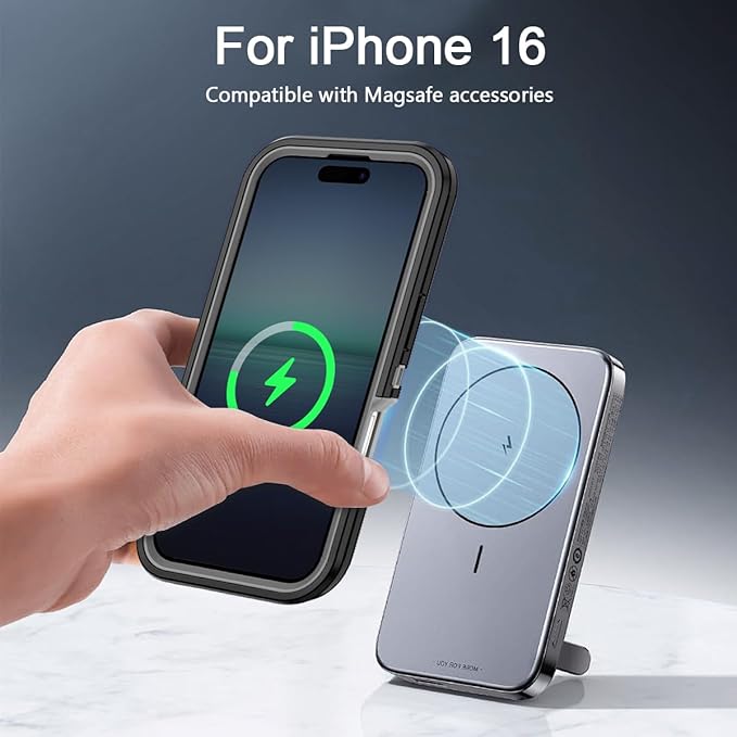 for iPhone 16 Case [Compatible with MagSafe] Shockproof 3-Layer Full Body Protection [Without Screen Protector] Rugged Heavy Duty Cover Case for Apple iPhone 16 6.1",Black/Grey