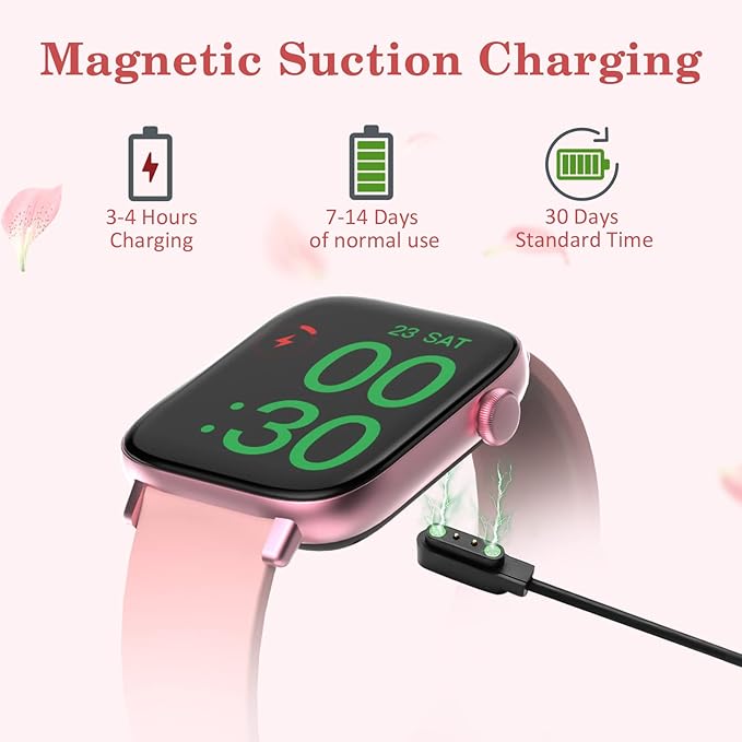 1.90'' with Smart Watch(Answer/Make Calls),Smart Fitness Tracker Watches for Android/iOS Phones,Bluetooth Call and Text Message/Sleep Monitor/Heart Rate/Step Counter Android Smartwatch for Women Men