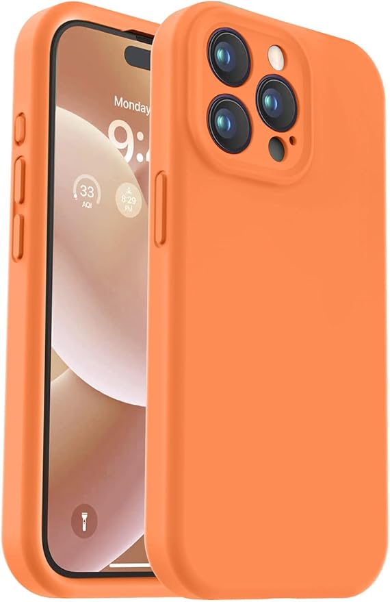 Vooii Compatible with iPhone 15 Pro Max Case, Upgraded Premium Silicone, [Camera Protection] [Soft Anti-Scratch Microfiber Lining] Shockproof Phone Case for iPhone 15 Pro Max 6.7 inch - Bright Orange