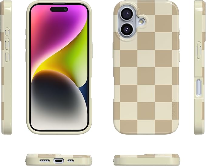 Casely iPhone 17 Case | Fit Check | Neutral Checkerboard | Compatible with MagSafe | Classic Ultra Slim Design