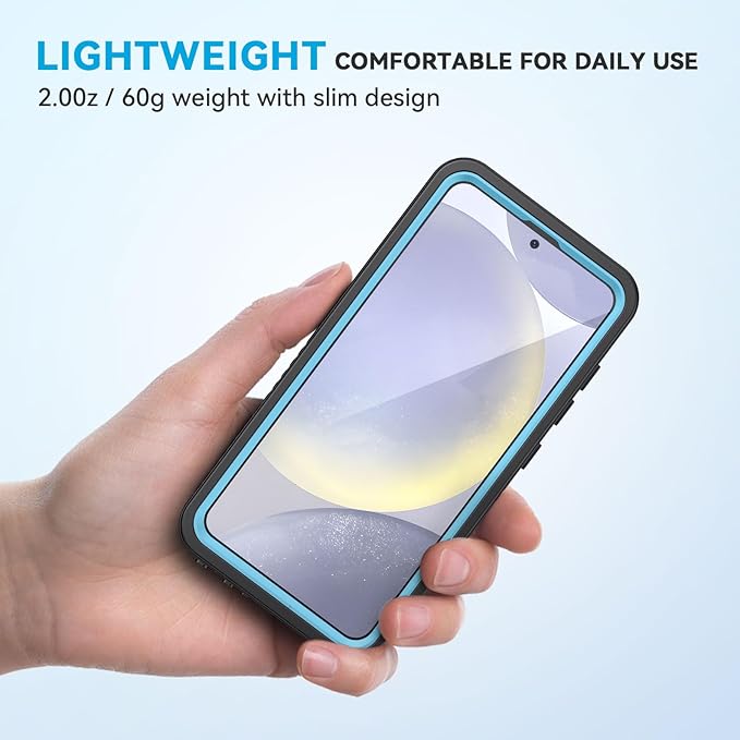 Lanhiem for Samsung Galaxy S24 Phone Case, IP68 Waterproof Dustproof, Built-in Screen Protector, Rugged Full Body Shockproof Protective Cover for Galaxy S24 5G 6.2 Inch, Light Blue