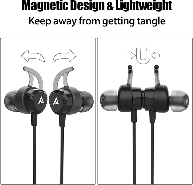 USB C Headphones, Type C Earbuds Magnetic Wired Earphones with Microphone and Volume Control Compatible with Google Pixel Xiaomi Samsung Oneplus Sony MacBook Black