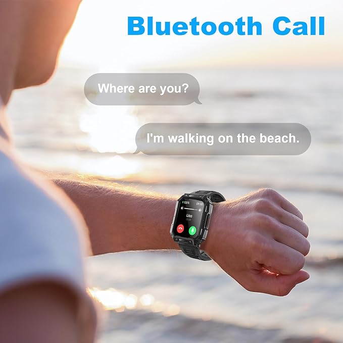 ANNLOV Military Smart Watch for Men, Fitness Watch with Answer/Make Call Outdoor Sports Smartwatch with Heart Rate /SpO2 /Sleep Monitor Compatible with Android and iOS