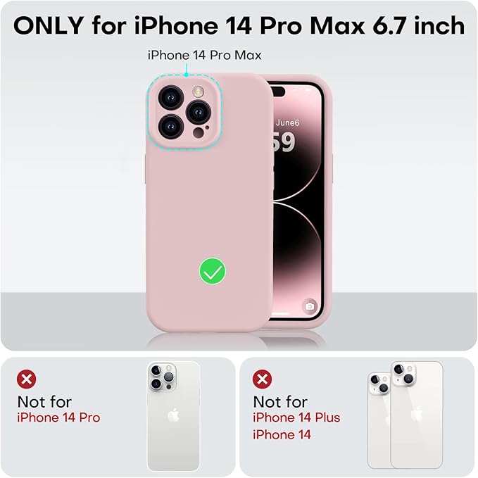 Vooii Compatible with iPhone 14 Pro Max Case, Liquid Silicone Upgrade [Camera Protection] [Soft Anti-Scratch Microfiber Lining] Shockproof Phone Case for iPhone 14 Pro Max 6.7 inch - Pink Sand