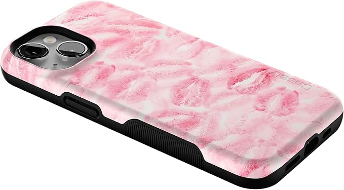 Casely iPhone 14 Case | Sealed with a Kiss | Pink Lipstick | Compatible with MagSafe | Bold Protective Design