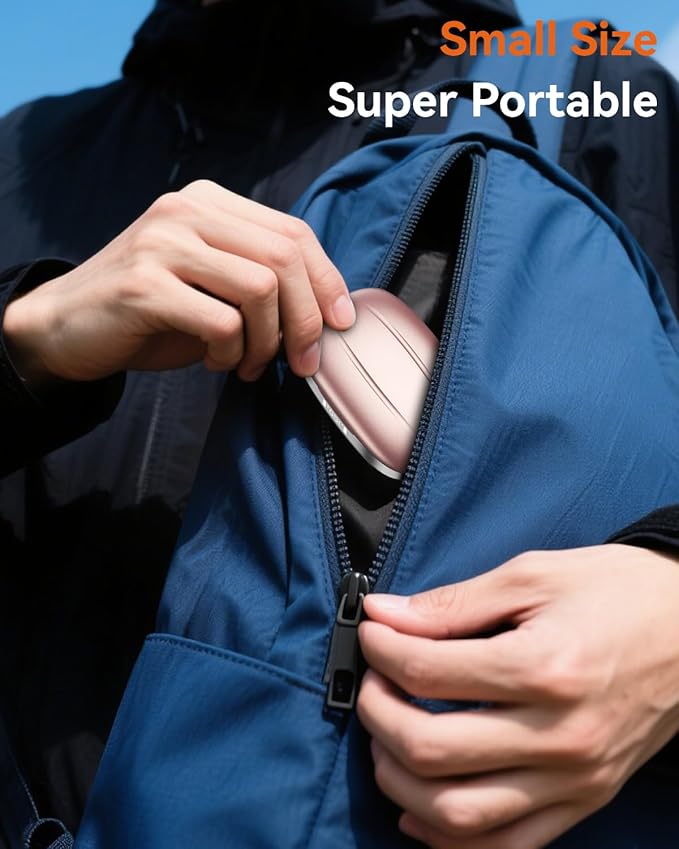 Wireless Earbuds, Sports Bluetooth 5.4 Headphones, Ear Buds with ENC Noise Canceling Mic, 80Hr Playtime Earphones, Palm-Sized, LED Power Display, IPX7 Waterproof Headset for Workout Running, Rosegold