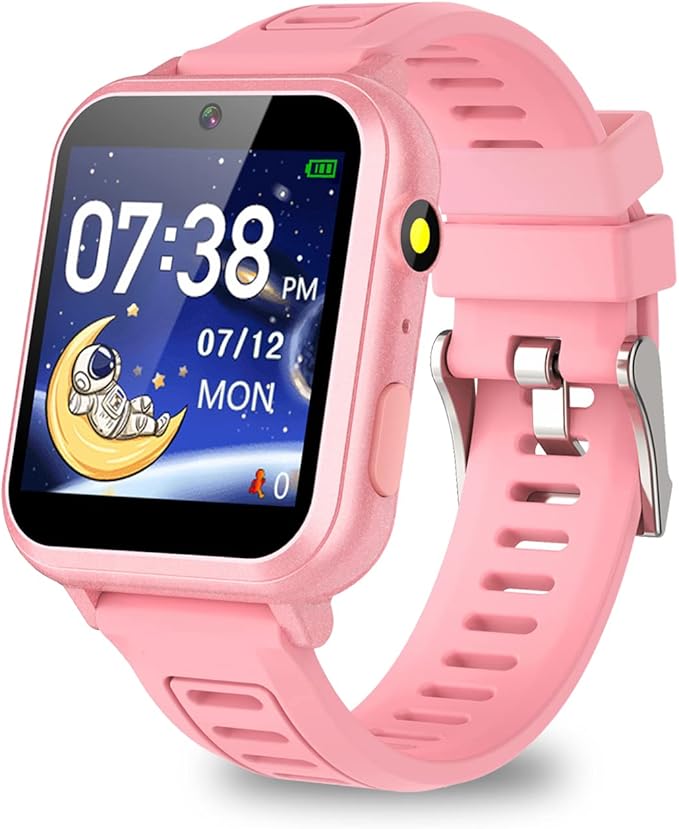 Retysaz Kids Smart Watch,24 Game Smart Watch for Kids, Fashion Smartwatches for Children 3-14 Great Gifts to Girls Boys (Pink)