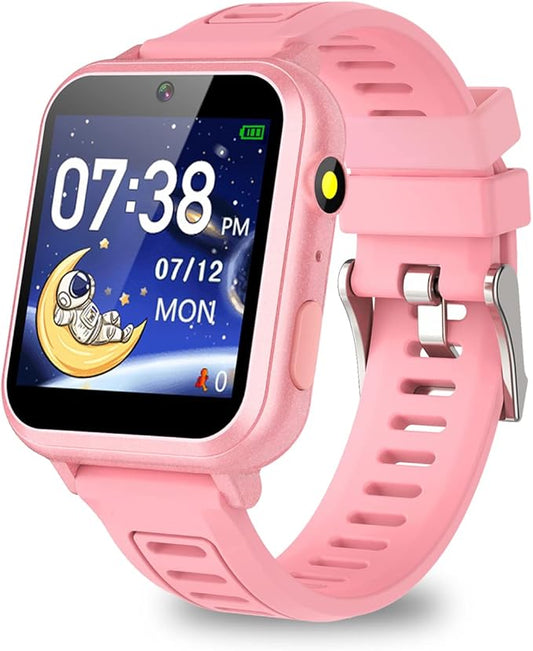 Retysaz Kids Smart Watch,24 Game Smart Watch for Kids, Fashion Smartwatches for Children 3-14 Great Gifts to Girls Boys (Pink)