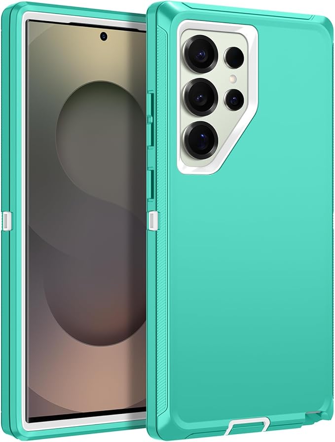 for Samsung Galaxy S25 Ultra Case Heavy Duty Protective Shockproof Dropproof 3-Layer Full Body Protection [Without Screen Protector] Tough Rugged Case for Galaxy S25 Ultra,Teal/White