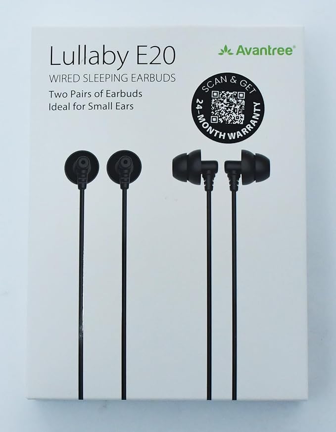 Avantree 2-Pack Wired Sleep Earbuds with Noise Blocking and Comfort for Side Sleepers – Ideal for ASMR and Sleep Music Lullaby E20