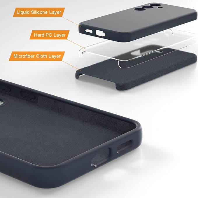 E Segoi Designed for Galaxy S24+Plus Case, Liquid Silicone Gel Rubber Shockproof Case Soft Microfiber Cloth Lining Cushion Compatible with Galaxy S24 Plus 5G 6.7 inch (Midnight, S24 Plus - 6.7")
