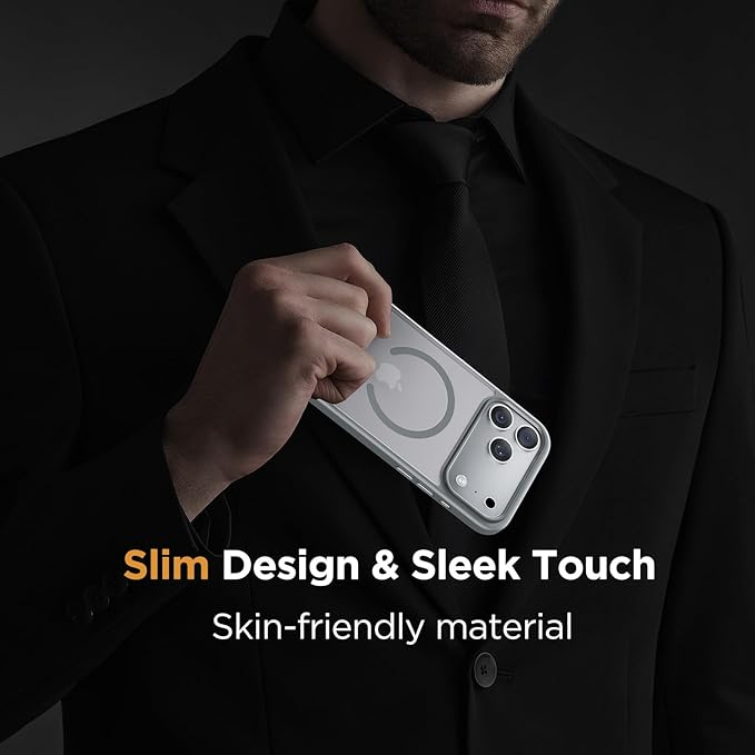 Miracase Magnetic for iPhone 17 Pro Case Armbands 6.3" with Screen Protector, [Compatible with MagSafe] Military-Grade Protection, Anti-Fingerprint, Slim Thin Phone Case for 17 Pro Cover, Gray