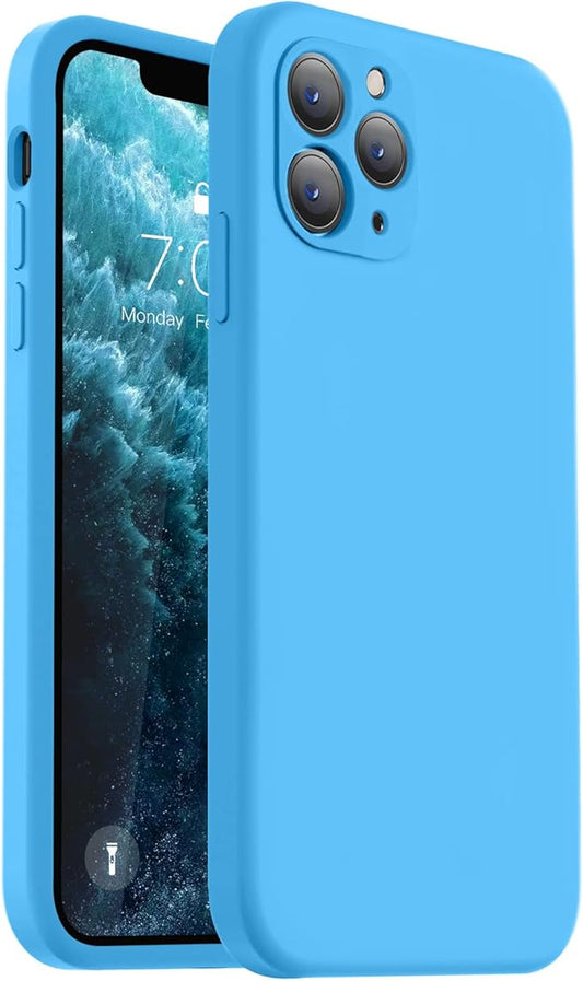 Vooii Compatible with iPhone 11 Pro Max Case, Upgraded Liquid Silicone with [Flat Edges] [Camera Protection] [Soft Anti-Scratch Microfiber Lining] Phone Case for iPhone 11 Pro Max - Blue