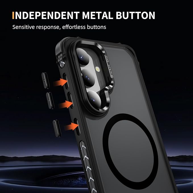 Magnetic for Samsung Galaxy S25 Plus Case/S24 Plus Case Black Fit for MagSafe Military-Grade Shockproof Protection Adjustable Kickstand Slim Matte Anti-Fingerprint Cover Men Women