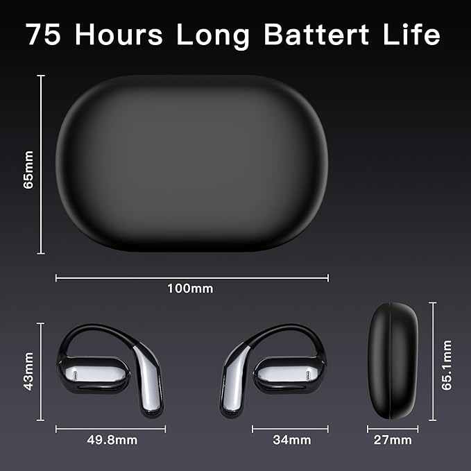 Wireless Earbuds Bluetooth Earbuds Built-in Mic with Ear Hooks 50H Playtime Ear Buds LED Display Charging Case Waterproof Design for Running Fitness