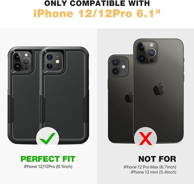 Diaclara Designed for iPhone 12 Case/iPhone 12 Pro Case, [with Privacy Screen Protector] [Anti Spy] [Military Grade Drop Protection] Heavy Duty Full-Body Shockproof Phone Case, Black