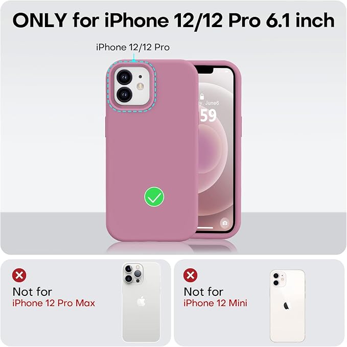 Vooii Compatible with iPhone 12 Case/iPhone 12 Pro Case, Liquid Silicone Upgrade [Soft Anti-Scratch Microfiber Lining] [Shockproof Drop Protection] Phone Case 6.1 inch - Lavender Purple