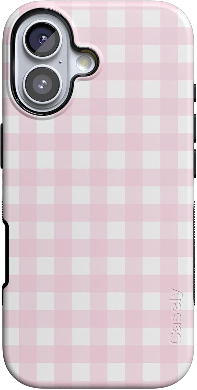 Casely iPhone 17 Case | Pink Plaid | Sunday Best | Compatible with MagSafe | Bold Protective Design