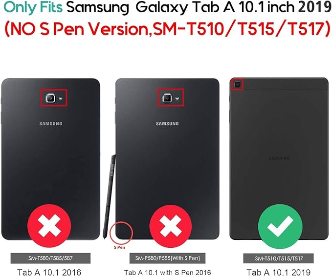 Case for Samsung Galaxy Tab A 10.1 2019 (SM-T510/T515/T517) PU Leather Multi-Angle Viewing Stand with Card Pocket Tablet Cover for 10.1 Inch Tablet Android 2019,Brown