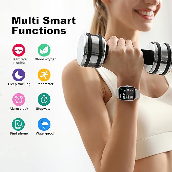 Smart Fitness Tracker Watch with Heart Rate Monitor, Activity Tracker with Pedometer, Sleep Monitor, Calories & Step Counter, Waterproof Smart Watch for Women Men Fitness Watch for Sports