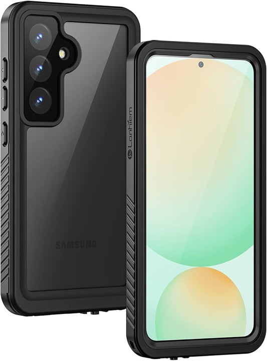 Lanhiem for Samsung Galaxy S24 FE Case, IP68 Waterproof Heavy Duty Protection Phone Cover for S24FE 5G 6.7 Inch Built-in Screen Protector, Black