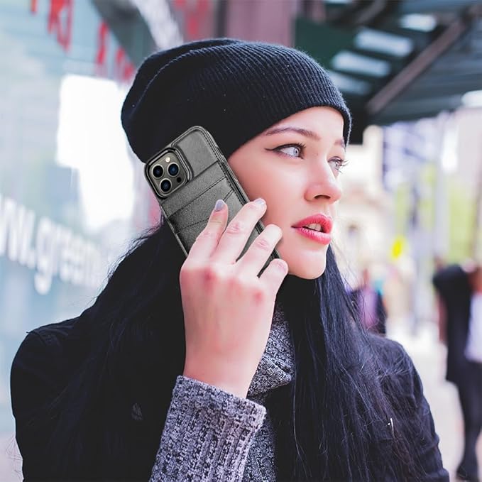 MMHUO for iPhone 14 Pro Max Case with Card Holder,Premium Leather Magnetic Clasp Flip Case for iPhone 14 Pro Max Wallet Case for Men Women,Protective Case Phone Case for iPhone 14 Pro Max,Black