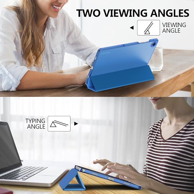 MoKo Case for Galaxy Tab A9+/A9 Plus 11 inch 2023, Slim Stand Protective Smart Cover with Hard PC Translucent Back Shell for Tab A9 Plus Tablet (SM-X210/X216/X218), Auto Wake/Sleep, Blue Wave