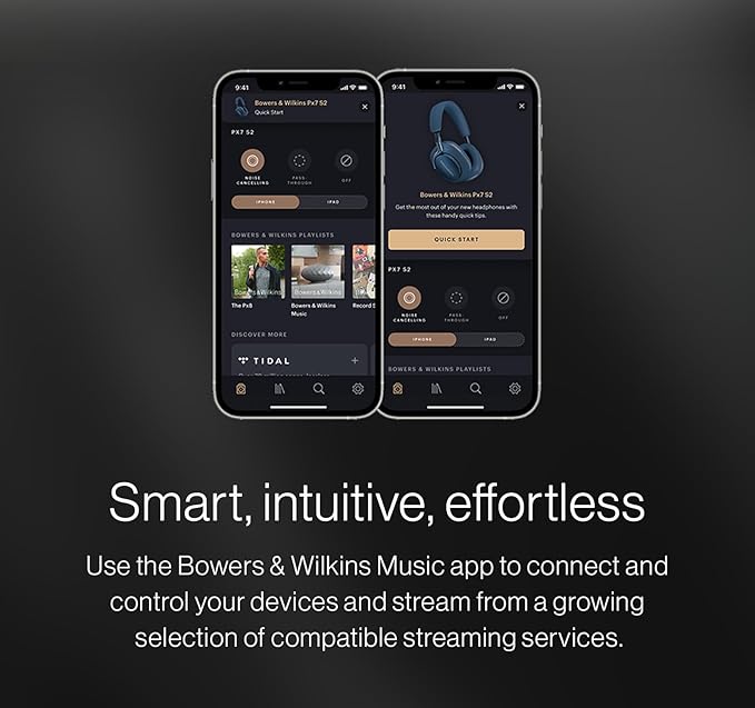 Bowers & Wilkins Px7 S2e Over-Ear Headphones - Enhanced Noise Cancellation & Transparency Mode, Crystal-Clear Calls, Bluetooth, 30-Hour Playback, Cloud Grey
