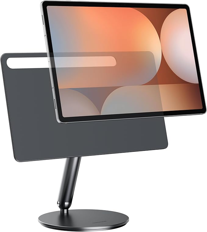 LULULOOK Magnetic Stand for Samsung Galaxy Tab S10/S9/S8 Plus, Foldable Aluminum Alloy Arm Mount Desktop Holder for Samsung Galaxy Tab 12.4 inch S10+/S9+/S8+/S7 FE/S7+